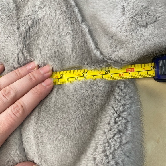 Luxury Real Mink Fur Short Jacket Silver/Gray No Dyes 3/4 Sleeves Size S/M - Picture 15 of 16